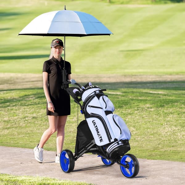 Golf Push Cart, 47,5x27,5x39-45 tommer, Blå
