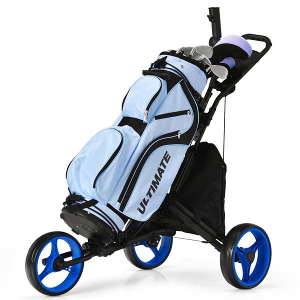 Golf Push Cart, 47,5x27,5x39-45 tommer, Blå