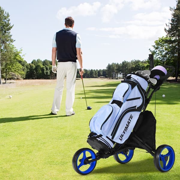 Golf Push Cart, 47,5x27,5x39-45 tommer, Blå