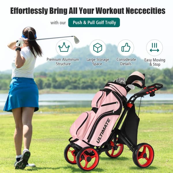 Golf Push Cart, 110x100x65 cm, Rød