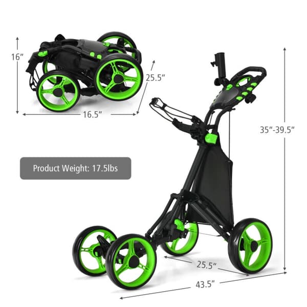 Golf Push Cart, 110x100x65 cm, Grøn