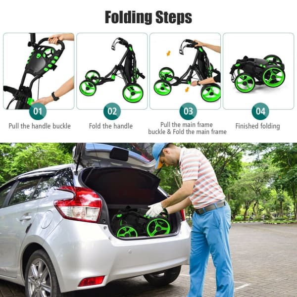 Golf Push Cart, 110x100x65 cm, Grøn