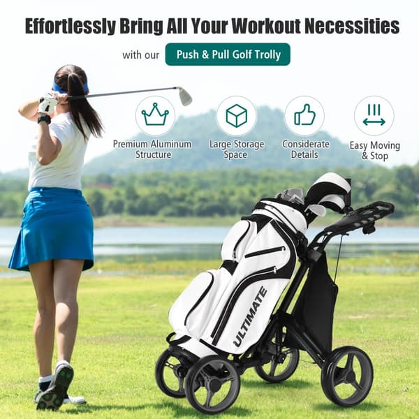 Golf Push Cart, 110,5x100,5x64,8 cm, Grå