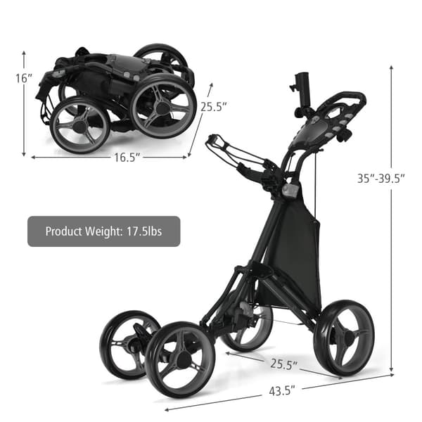 Golf Push Cart, 110,5x100,5x64,8 cm, Grå
