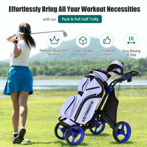 Golf Push Cart, 110,5x100,5x64,8 cm, Blå