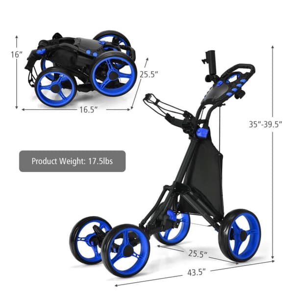 Golf Push Cart, 110,5x100,5x64,8 cm, Blå
