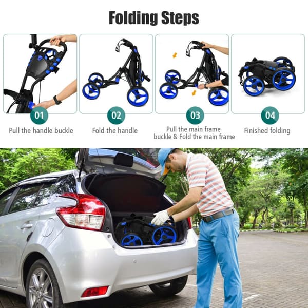 Golf Push Cart, 110,5x100,5x64,8 cm, Blå