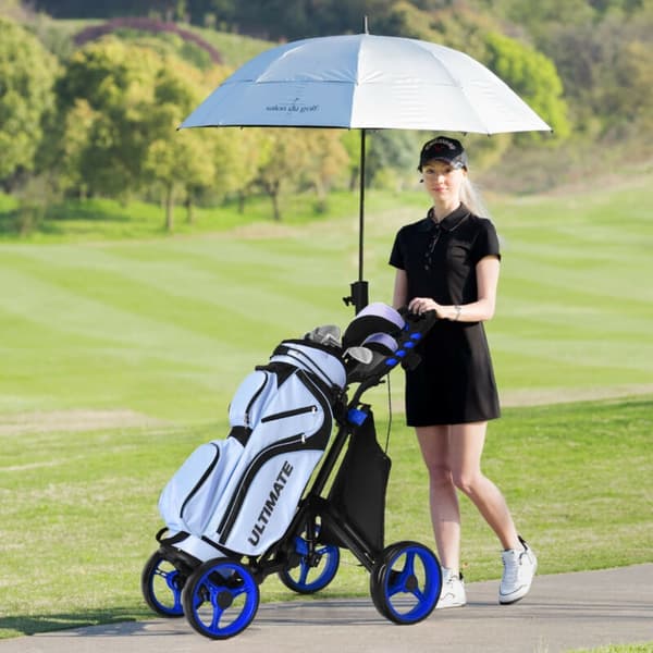Golf Push Cart, 110,5x100,5x64,8 cm, Blå