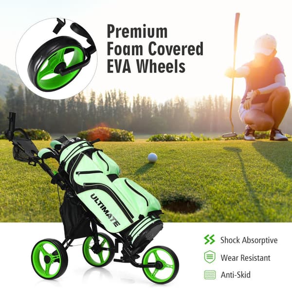 Golf Push Cart, 130x75x99-116 cm, Grøn