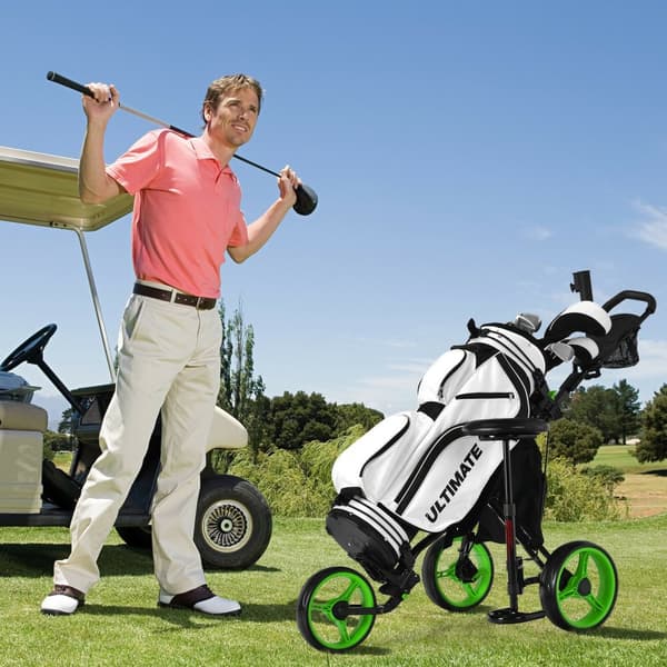 Golf Push Cart, 130x75x99-116 cm, Grøn