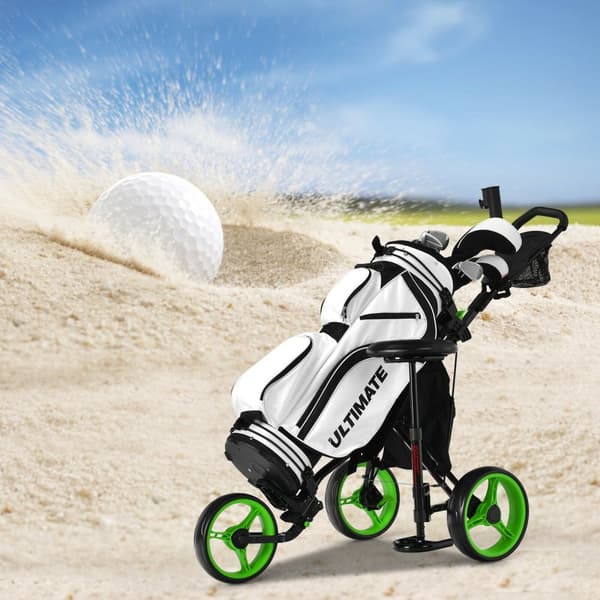 Golf Push Cart, 130x75x99-116 cm, Grøn