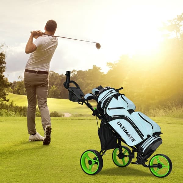 Golf Push Cart, 130x75x99-116 cm, Grøn