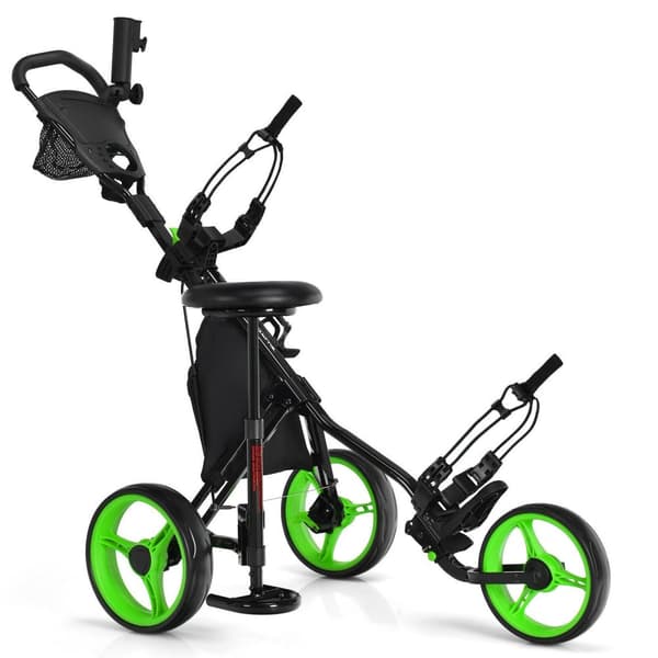 Golf Push Cart, 130x75x99-116 cm, Grøn