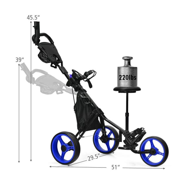 Golfvogn, 51x29.5x39-45.5 tommer, Blå