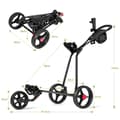 Miniatyrbillede 4 af 8: Golfvogn, Costway 3 Hjul Sammenklappelig, 134x60x116 cm, Sort