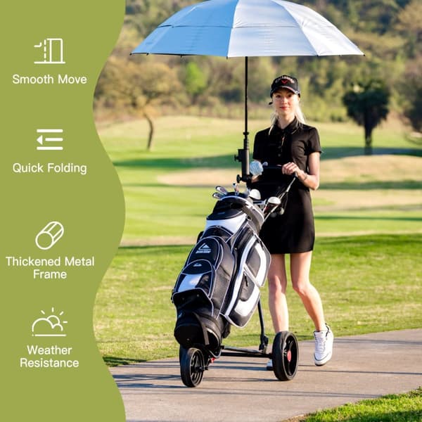 Golfvogn, Costway 3 Hjul Sammenklappelig, 134x60x116 cm, Sort