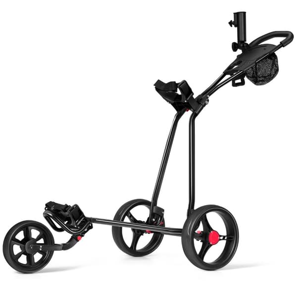 Golfvogn, Costway 3 Hjul Sammenklappelig, 134x60x116 cm, Sort