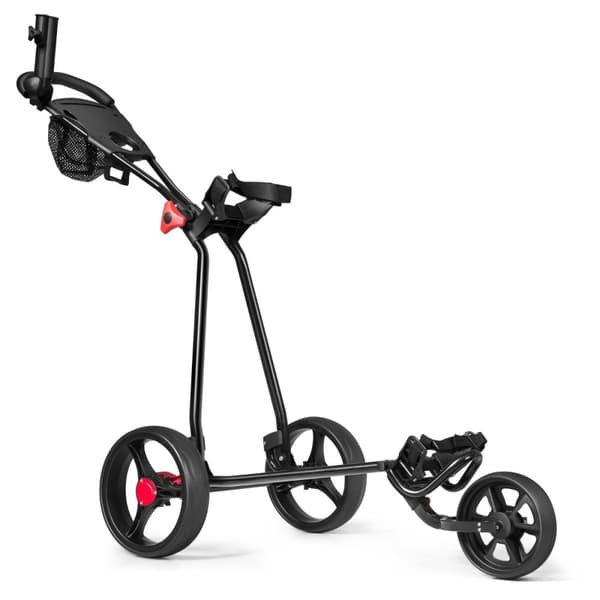 Golfvogn, Costway 3 Hjul Sammenklappelig, 134x60x116 cm, Sort