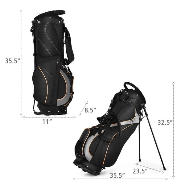 Golf Stand Bag, 9x8 in, Musta