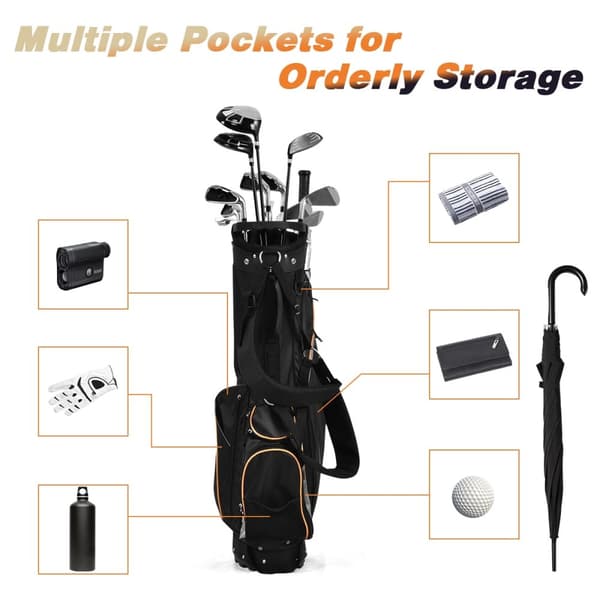 Golf Stand Bag, 9x8 in, Musta