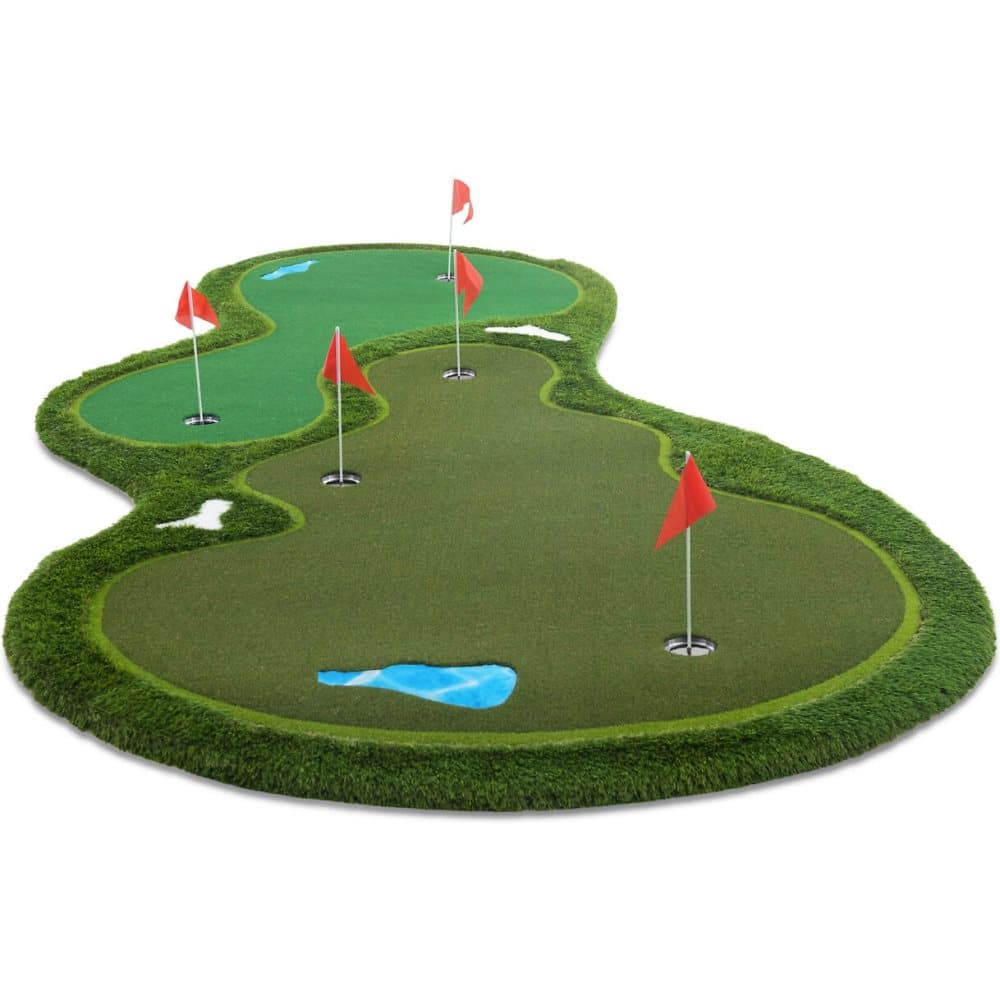 Golfmatta Pro | Dubbla greener och vattenhinder - 4x2m
