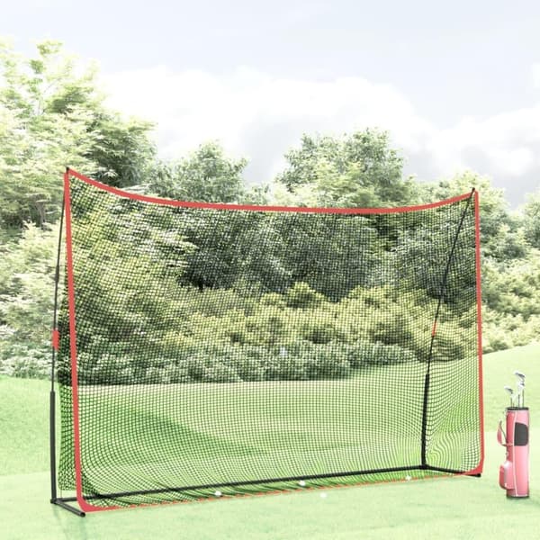 vidaXL Övningsnät för golf svart och röd 305x91x213 cm Polyester