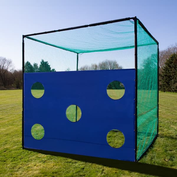 3 m golftræningsbur 5-hullers målbræt 3 x 2 m driving Range High Impact 25 mm slagnet træningsudstyr udendørs fritstående stål kunstgræs & 6 cm tee