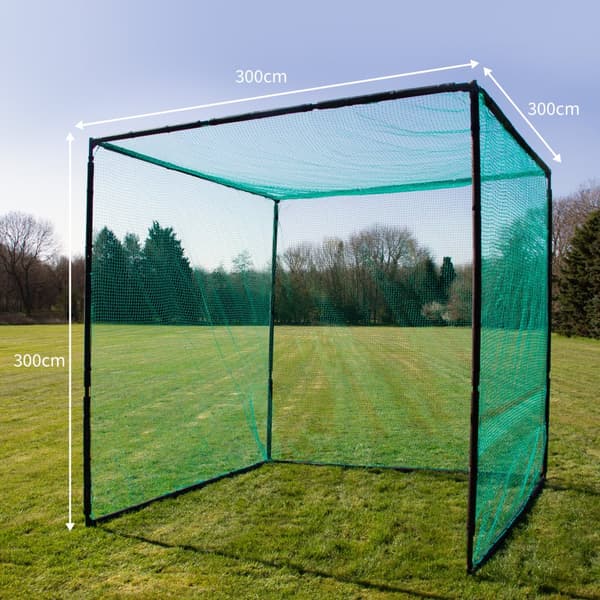 3 m golftræningsbur 5-hullers målbræt 3 x 2 m driving Range High Impact 25 mm slagnet træningsudstyr udendørs fritstående stål kunstgræs & 6 cm tee