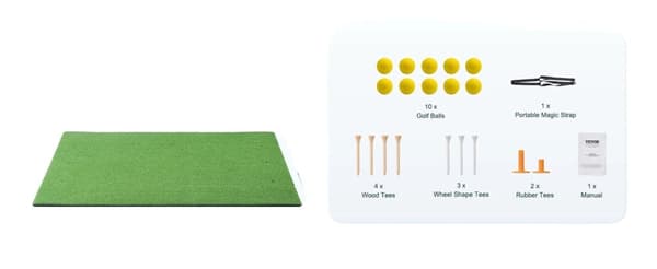 Golfslåmatta, Hållbart PP-gräs, Bärbar design,15 mm 5mm