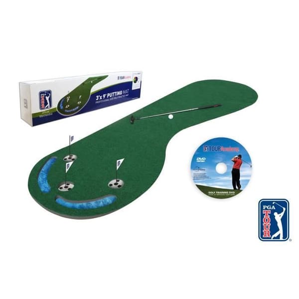 Putting Träningsmatta - PGA TOUR - 91 x 275 cm - Konstgräs - 3 hål - Vattenhinder