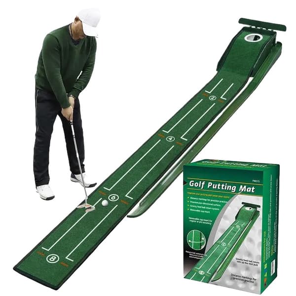 Putting Green -harjoitusväline, automaattinen pallon nouto, kestävä samettimateriaali, sopii aikuisille