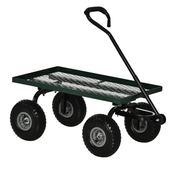 Trädgårdsvagn, 150 kg lastkapacitet, stora hjul,svart