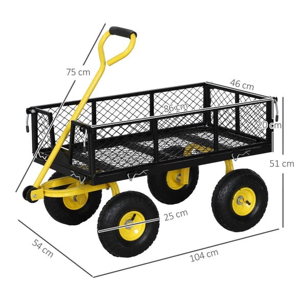Trädgårdsvagn, 200 kg lastkapacitet, 180° roterande handtag