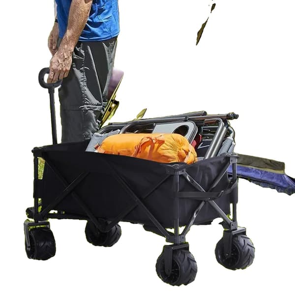 Folding Beach Cart, 360° Drejbare Hjul, Teleskopisk Håndtag