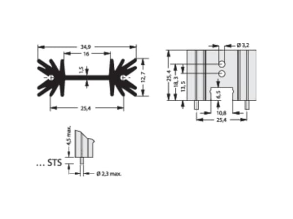 Fischer Elektronik SK 104 25,4 STS Profil kylfläns 14 K/W (L x B x H) 34,9 x 25,4 x 12,7 mm TO-220, SOT-32
