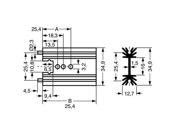 Fischer Elektronik 10018989 SK 104 38,1 STS Profil-kølelegeme 11 K/W (L x B x H) 38.1 x 34.9 x 12.7 mm TO-220, SOT-32