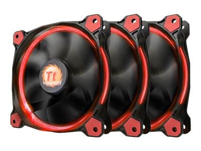 Thermaltake Riing 12 LED Red - Kabinettvifte - 120 mm (en pakke 3) Sort, Rød