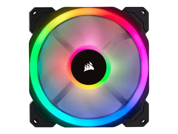 CORSAIR LL Series LL140 RGB Dual Light Loop - Lådfläkt - 140 mm - vit, blå, gul, röd, grön, orange, violett - 14 cm (paket om 2)