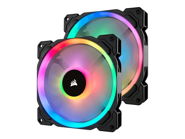 CORSAIR LL Series LL140 RGB Dual Light Loop - Lådfläkt - 140 mm - vit, blå, gul, röd, grön, orange, violett - 14 cm (paket om 2)