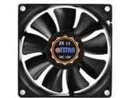 Titan TFD-8025M12Z, Fan, 8 cm, 2500 RPM, 28 dB, 25,02 cfm, Svart
