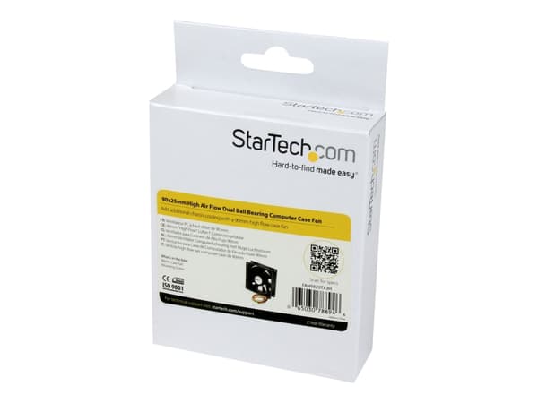 StarTech.com 90 X 25 mm högeffektiv chassifläkt med dubbla kullager och TX3 - Fläktsats för system - 92 mm Svart