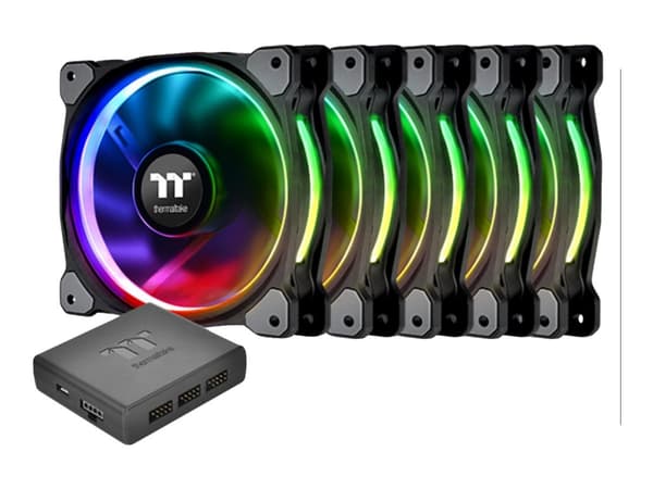 Thermaltake Riing PLUS 12 LED RGB Radiator Fan TT - Premium Edition - kabinettvifte - 120 mm (en pakke 5) Sort