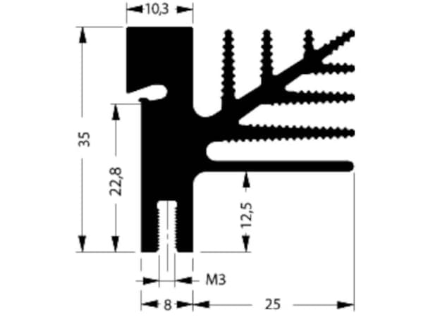 Fischer Elektronik 10101589 SK 482 100 SA + 4X THFU 2 Profilkølelegeme 3.25 K/W (L x B x H) 100 x 33 x 35 mm TO-218, TO-220, TO-3P, TO-247, TO-248