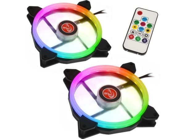 Raijintek IRIS 14 Rainbow RGB LED fans, 2-Part Set incl. Controller - 140mm