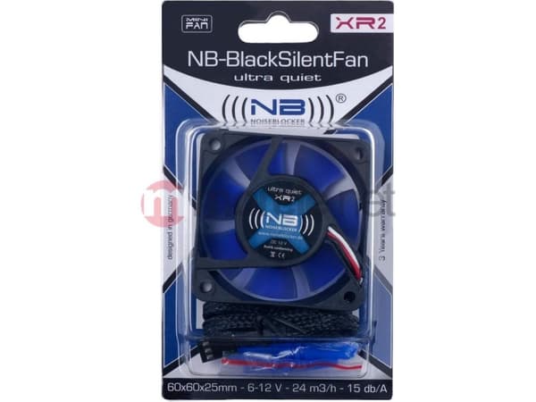 Noiseblocker BlackSilentFan XR2, Fan, 6 cm, 2200 RPM, 15 dB, 24 m³/h, Svart