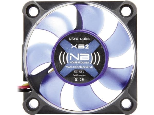 Noiseblocker BlackSilentFan XS-2, Fan, 5 cm, 4000 RPM, 21,1 dB, 8,9 cfm, Svart, Blå