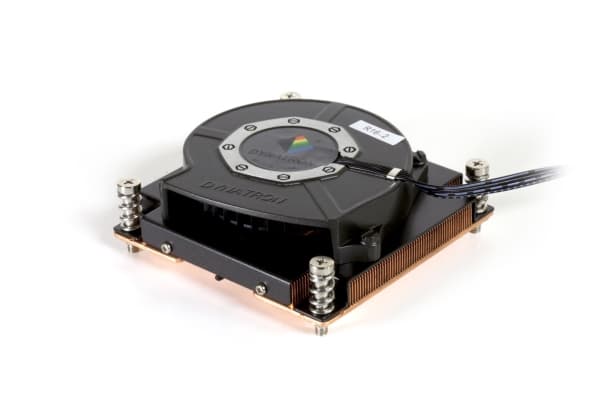 Dynatron R16, Luftkylare, 8 cm, 1000 rpm, 6000 rpm, 55,8 dB, 19,1 kubikfod/min. Svart, Koppar