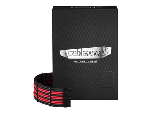 CableMod PRO Series ModMesh RT-Series - Strømkabelsett - formstøpt - svart, rød