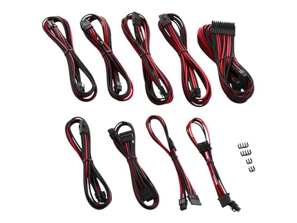 CableMod PRO Series ModMesh RT-Series - Strømkabelsett - formstøpt - svart, rød
