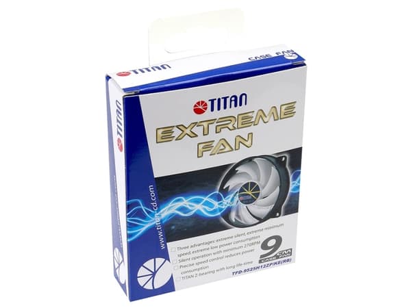 Titan TFD-9225H12ZP/KE(RB), Vifte, 9,2 cm, 270 RPM, 2700 RPM, Sort, Hvit
